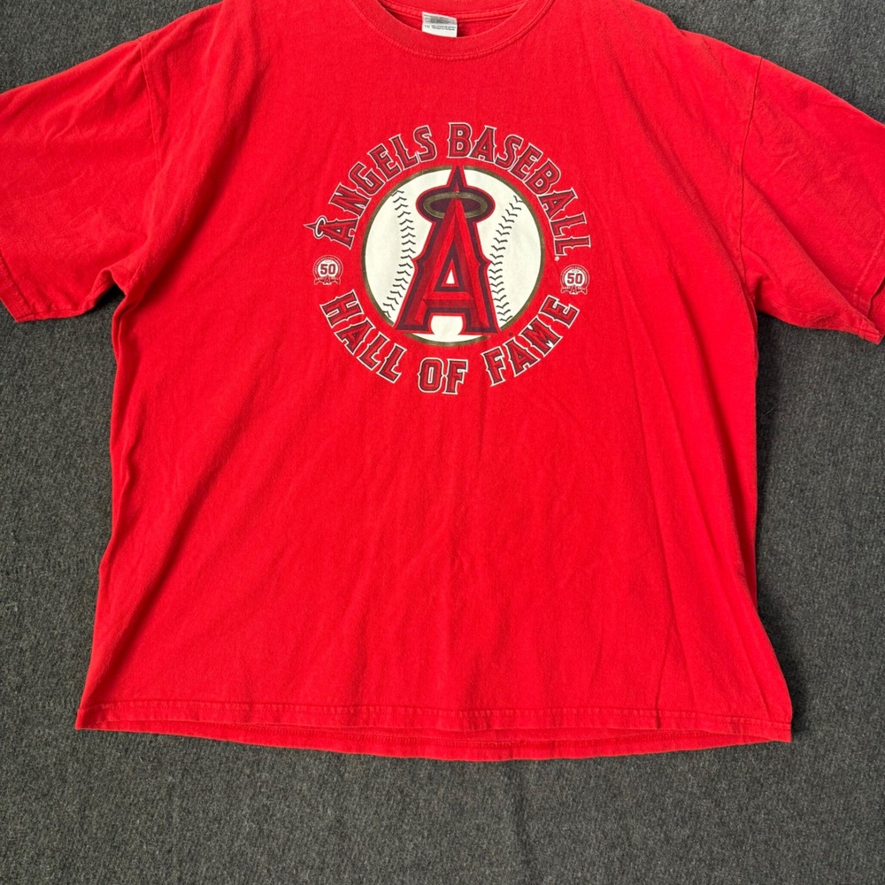Gildan‎ Angels Baseball Hall of Fame 50th Anniversary T-Shirt Red Mens XL MLB